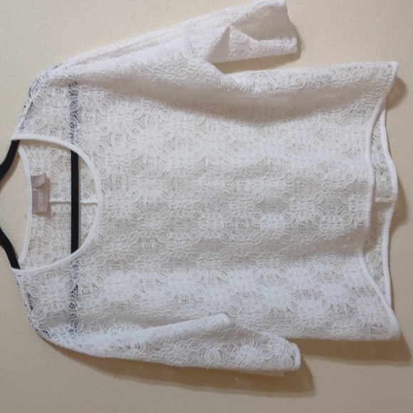 Chico's White Lace Tops 1 (M) - Picture 1 of 6